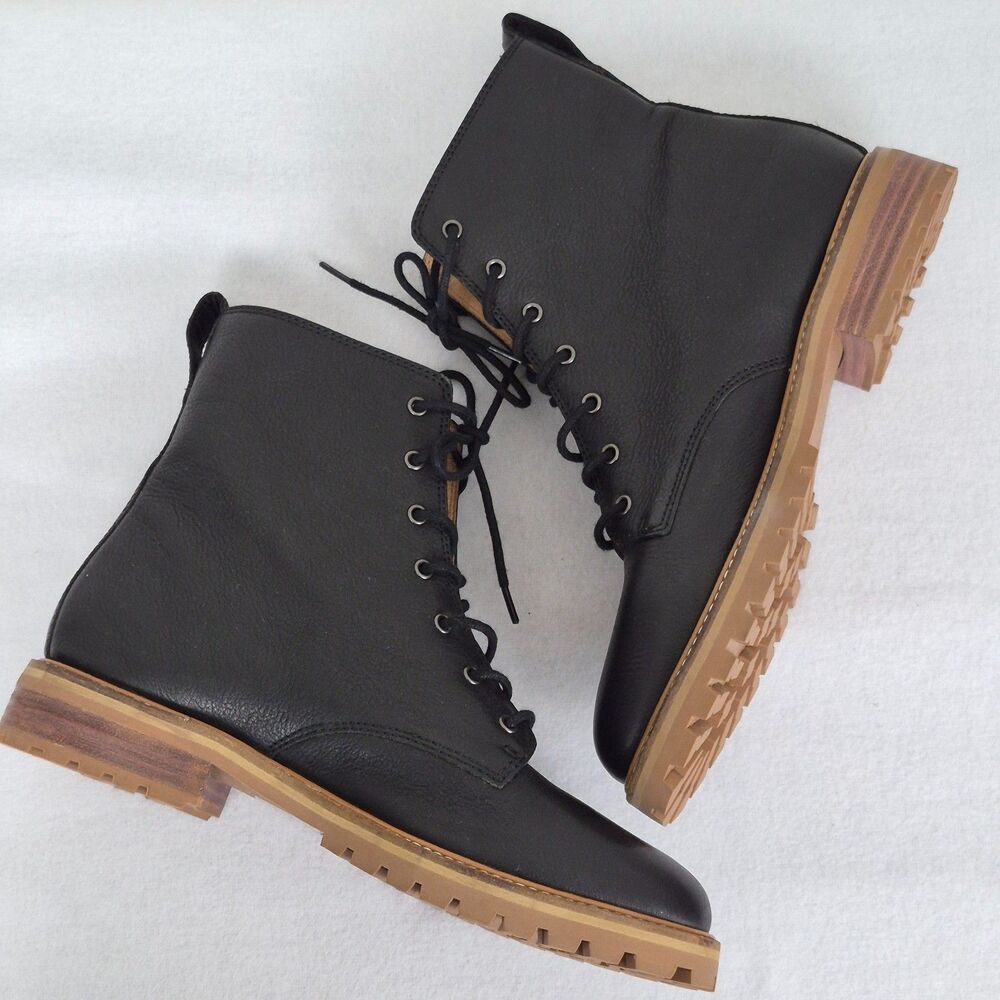 Madewell The Clair Size 8 Lace up Combat Leather Boots Black Grunge Goth Punk